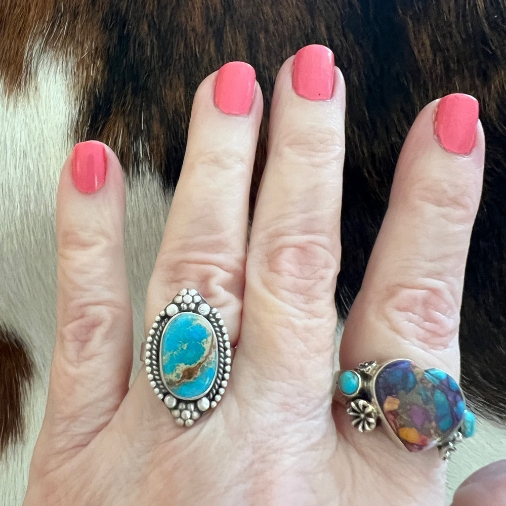 ❤️ Sea Sediment Jasper Brushed Sterling 925 Southwestern Navajo Adjustable Ring - Picture 8 of 13